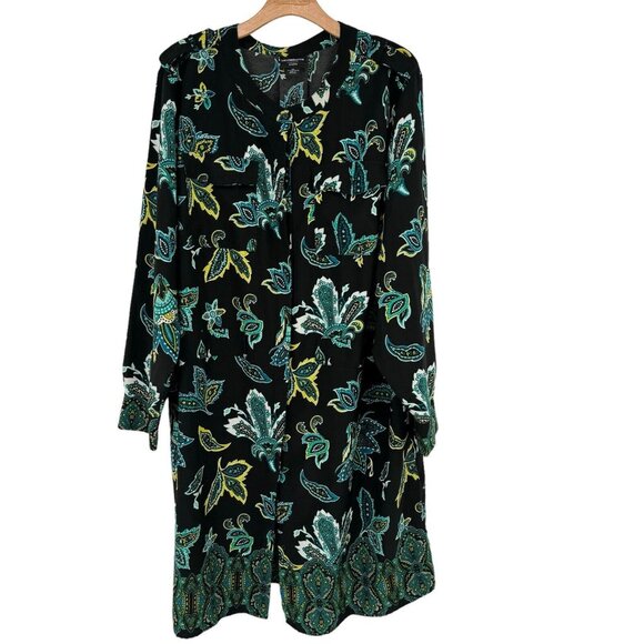 Liz Claiborne Dress Size 3X Black Paisley Pattern  Plus Women Shirt Dress - Picture 1 of 12